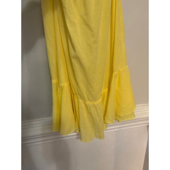 Ralph Lauren Dress Womens Medium Halter Ruffle Tiered Yellow Coastal Cotton - Picture 9 of 10